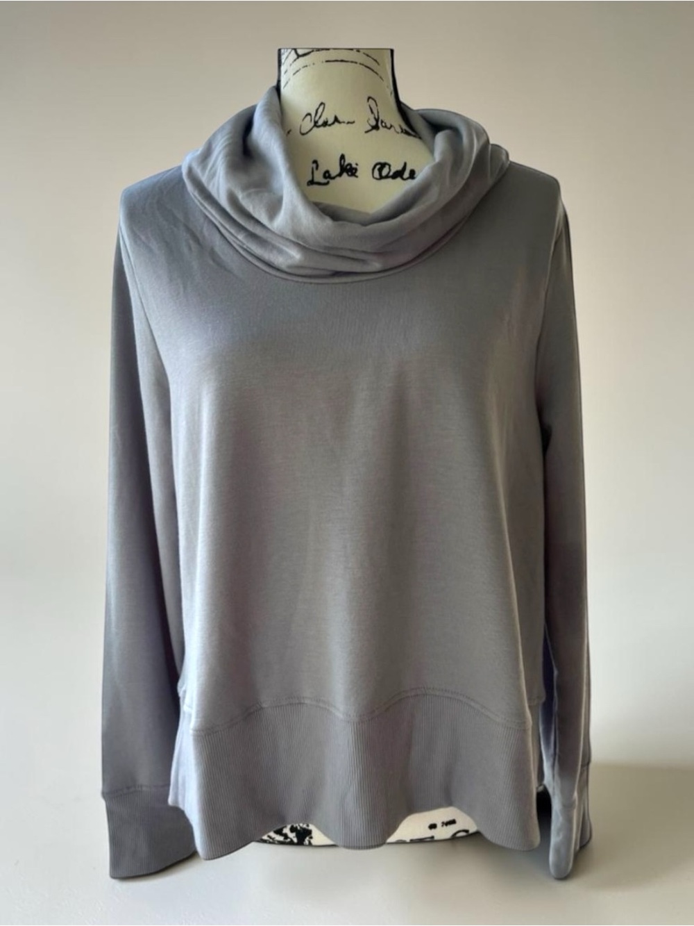 90 Degree By Reflex Soft Gray Cowl Neck Lounge Pullover Large